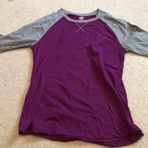Purple and grey baseball tee